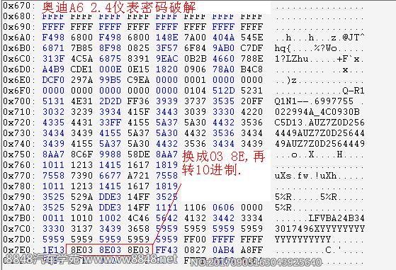 奥迪A6 2.4自动档仪表密码算法